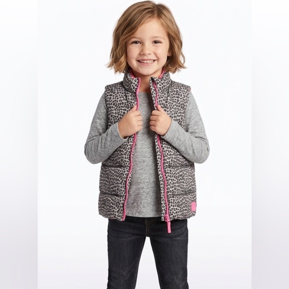 Gap Baby Cute Cheetah Print & Pink Puffer Vest